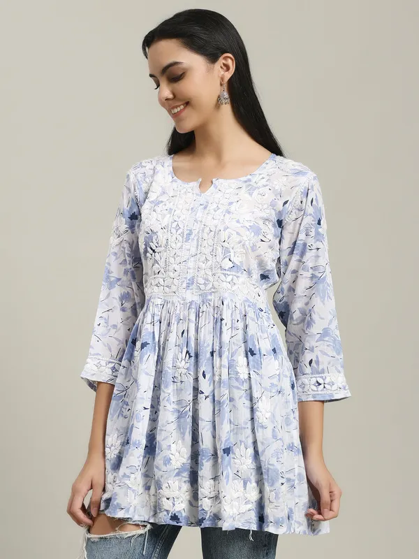 Short_Chikankari_Kurti_For_Womens_Powder_Blue
