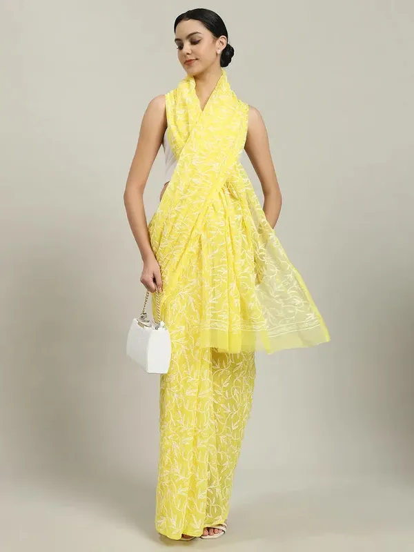 Exclusive_Tepchi_Hand_Made_Chikankari_Saree_Yellow_Female_Adults