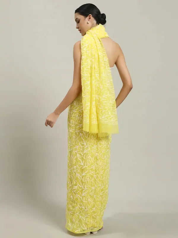 Exclusive_Tepchi_Hand_Made_Chikankari_Saree_Yellow_Female_Adults