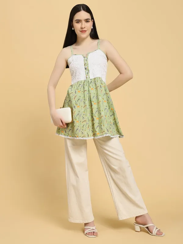 Handcrafted_Cotton_Chikankari_Short_Top_Green