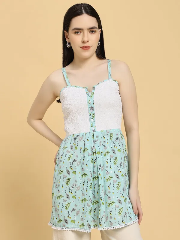 Handcrafted_Cotton_Chikankari_Short_Top_Mind_Green
