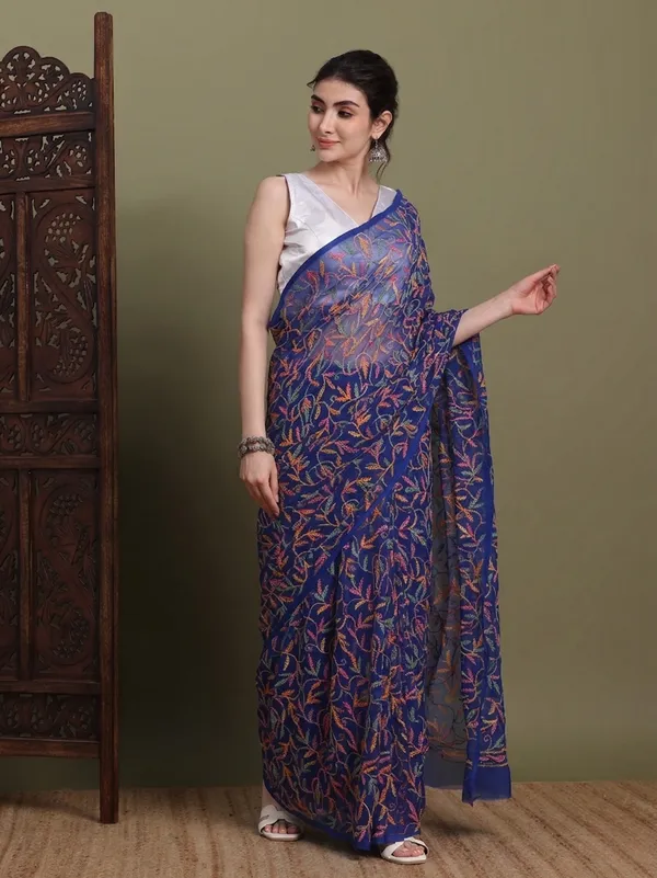 Exclusive_Tepchi_Multi_Hand_Made_Chikankari_Saree_Copy_Royal_Blue_Multi_Female_Adults