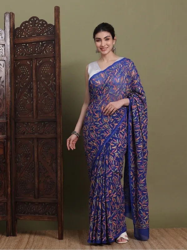 Exclusive_Tepchi_Multi_Hand_Made_Chikankari_Saree_Copy_Royal_Blue_Multi_Female_Adults