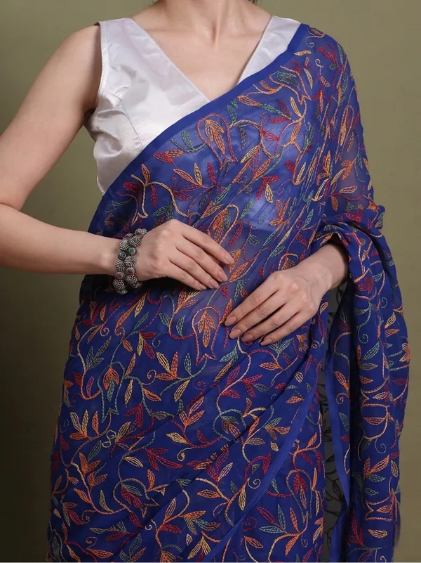 Exclusive_Tepchi_Multi_Hand_Made_Chikankari_Saree_Copy_Royal_Blue_Multi_Female_Adults