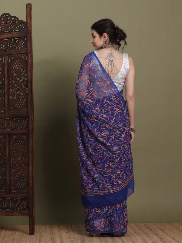 Exclusive_Tepchi_Multi_Hand_Made_Chikankari_Saree_Copy_Royal_Blue_Multi_Female_Adults