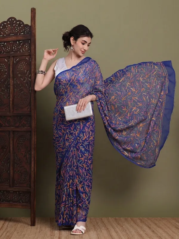 Exclusive_Tepchi_Multi_Hand_Made_Chikankari_Saree_Copy_Royal_Blue_Multi_Female_Adults