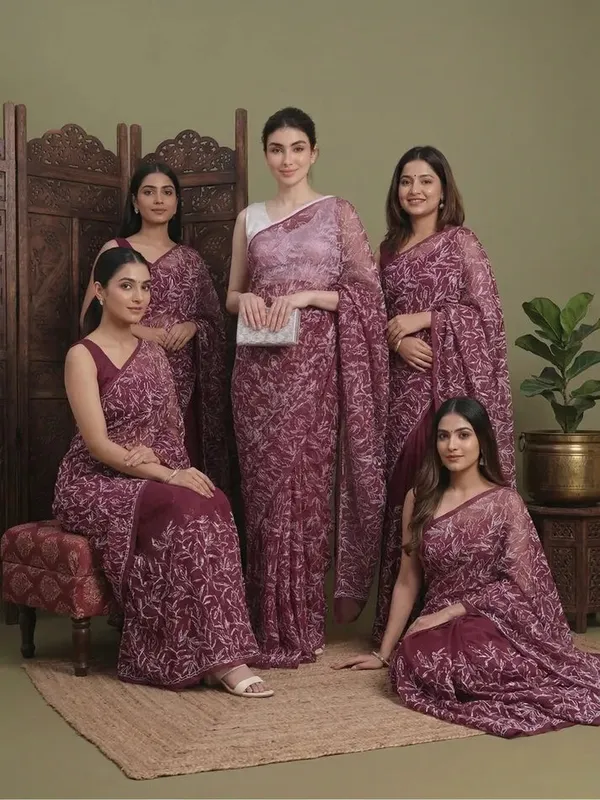 Exclusive_Tepchi_Hand_Made_Chikankari_Saree_Maroon_Female_Adults