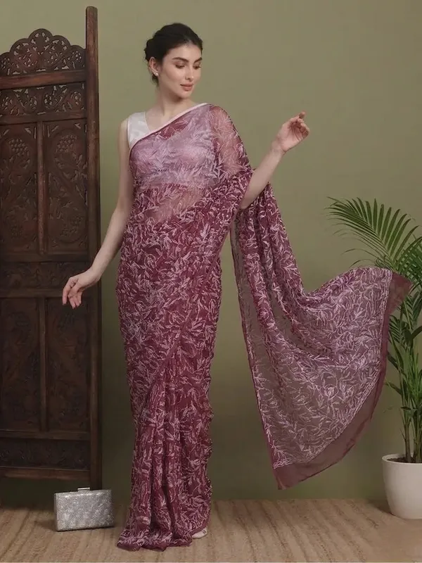 Exclusive_Tepchi_Hand_Made_Chikankari_Saree_Maroon_Female_Adults