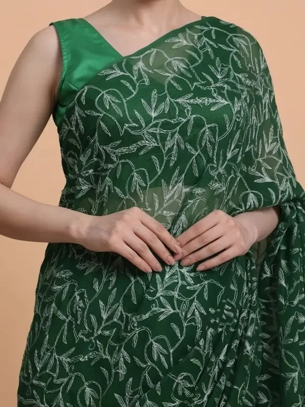 Exclusive_Tepchi_Hand_Made_Chikankari_Saree_Bottle_Green_Female_Adults