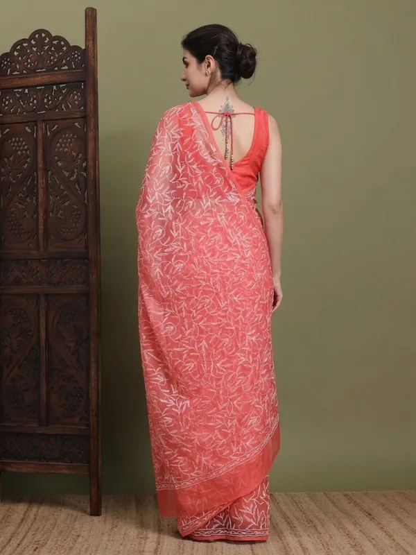Exclusive_Tepchi_Hand_Made_Chikankari_Saree_Peach_Female_Adults