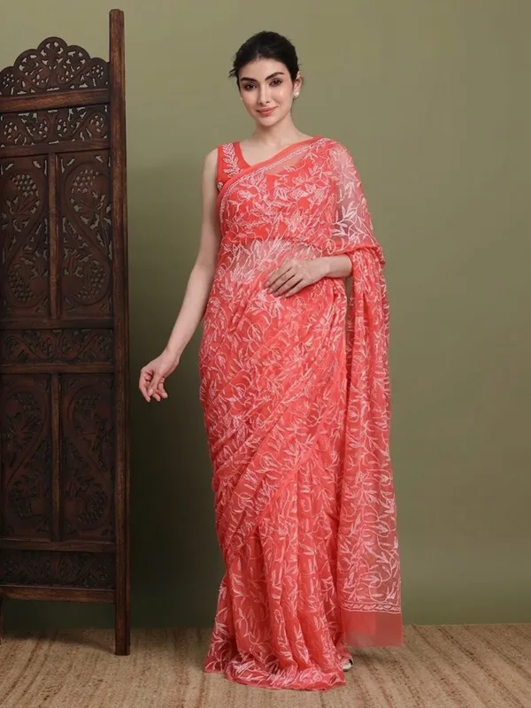 Exclusive_Tepchi_Hand_Made_Chikankari_Saree_Peach_Female_Adults