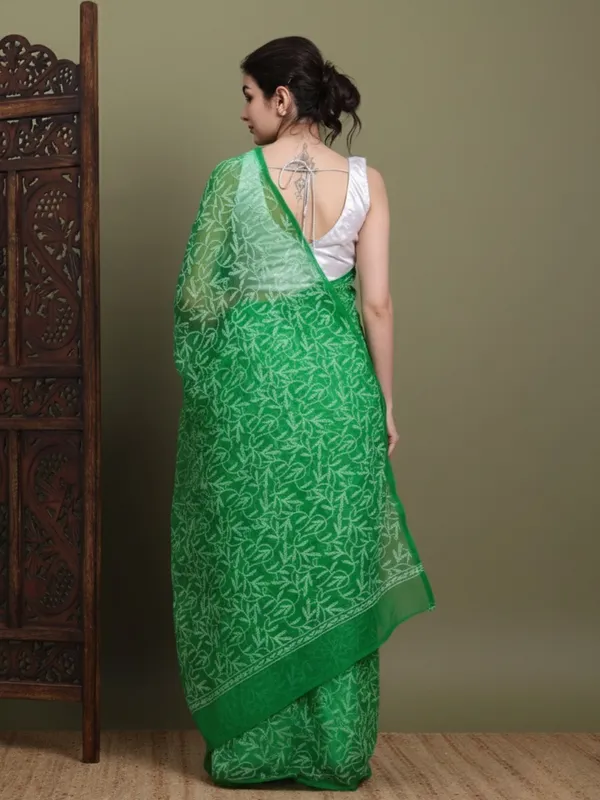 Exclusive_Tepchi_Hand_Made_Chikankari_Saree_Parrot_Green_Female_Adults