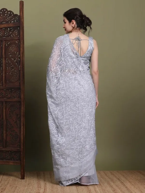 Exclusive_Tepchi_Hand_Made_Chikankari_Saree_Grey_Female_Adults