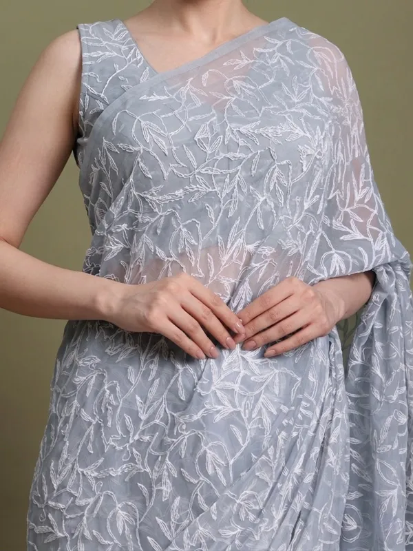 Exclusive_Tepchi_Hand_Made_Chikankari_Saree_Grey_Female_Adults
