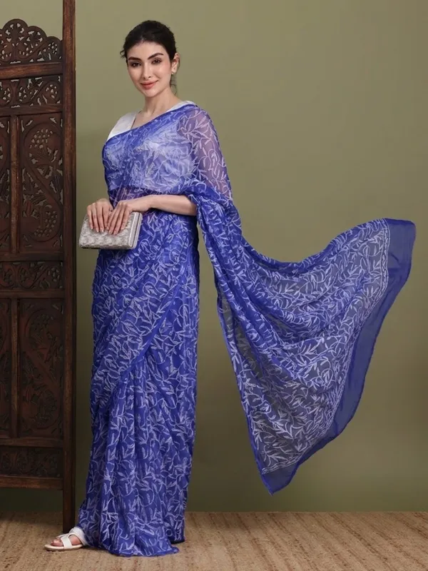 Exclusive_Tepchi_Hand_Made_Chikankari_Saree_Royal_Blue_Female_Adults
