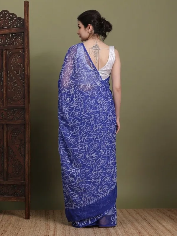 Exclusive_Tepchi_Hand_Made_Chikankari_Saree_Royal_Blue_Female_Adults