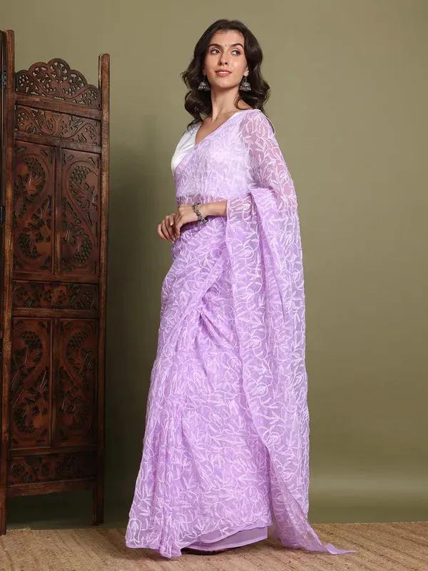 Exclusive_Tepchi_Hand_Made_Chikankari_Saree_Levender_Female_Adults