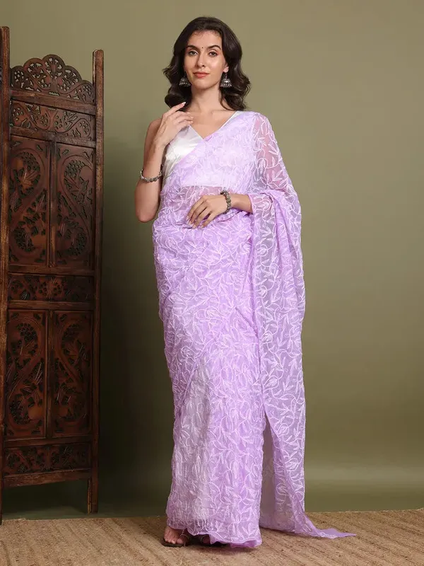 Exclusive_Tepchi_Hand_Made_Chikankari_Saree_Levender_Female_Adults