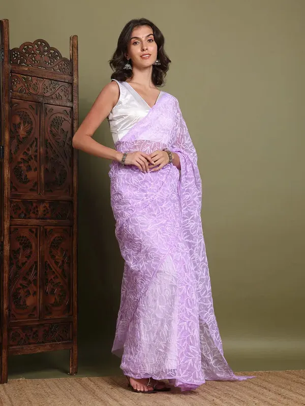 Exclusive_Tepchi_Hand_Made_Chikankari_Saree_Levender_Female_Adults