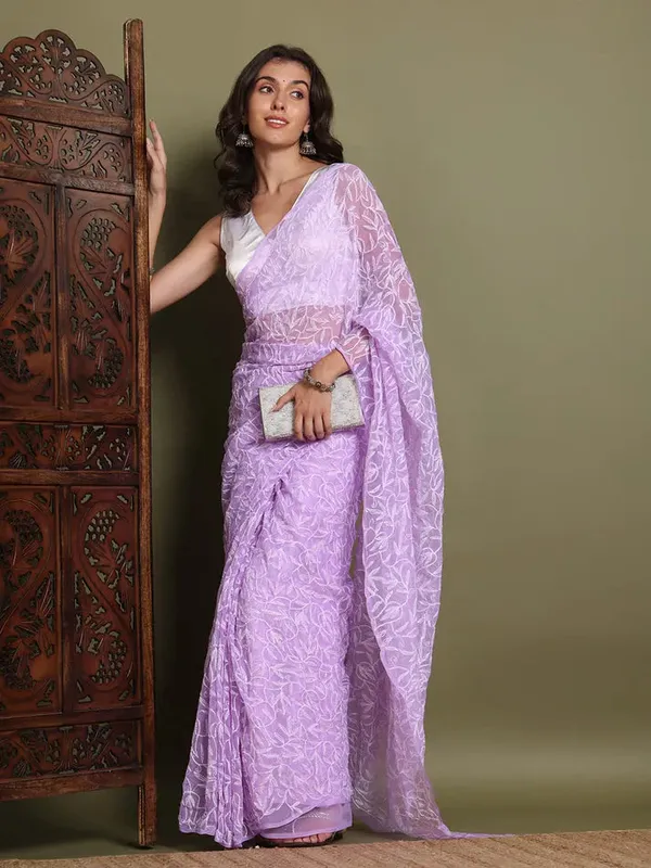 Exclusive_Tepchi_Hand_Made_Chikankari_Saree_Levender_Female_Adults