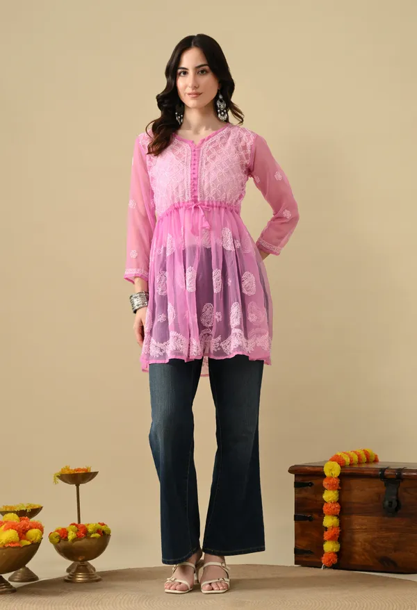 Short_Chikankari_Gown_For_Womens_Baby_Pink