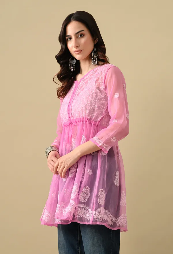 Short_Chikankari_Gown_For_Womens_Baby_Pink