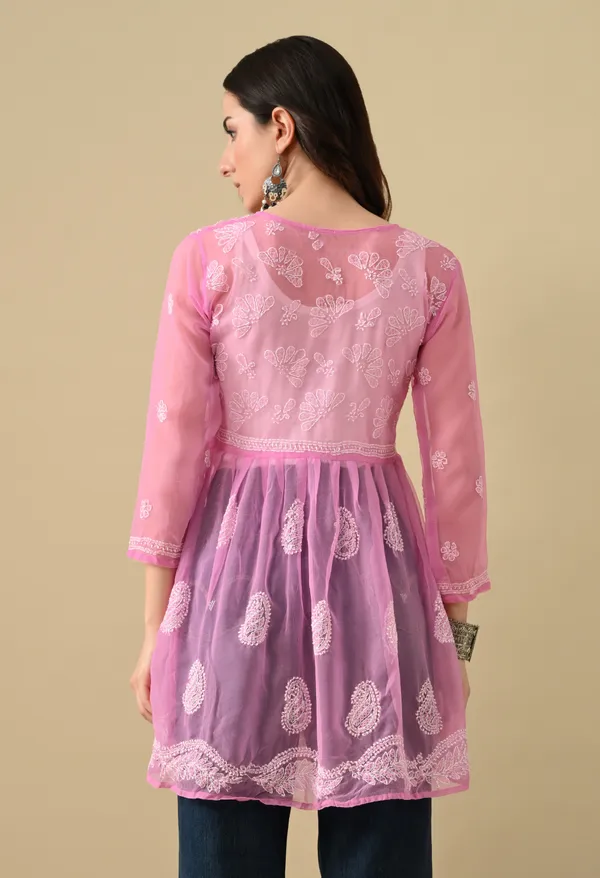 Short_Chikankari_Gown_For_Womens_Baby_Pink