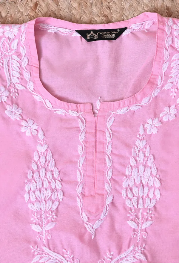 Women_Hand_Embroidered_Lucknowi_Chikankari_Cotton_Straight_Short_Top_Baby_Pink_Colour_Baby_Pink