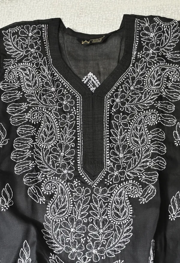 Pure_Cotton_Chikan_Handwork_Long_Kurti_Black_Black_Pure_Cotton