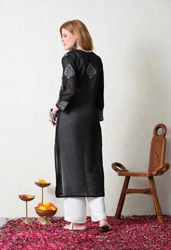 Pure_Cotton_Chikan_Handwork_Long_Kurti_Black_Black_Pure_Cotton