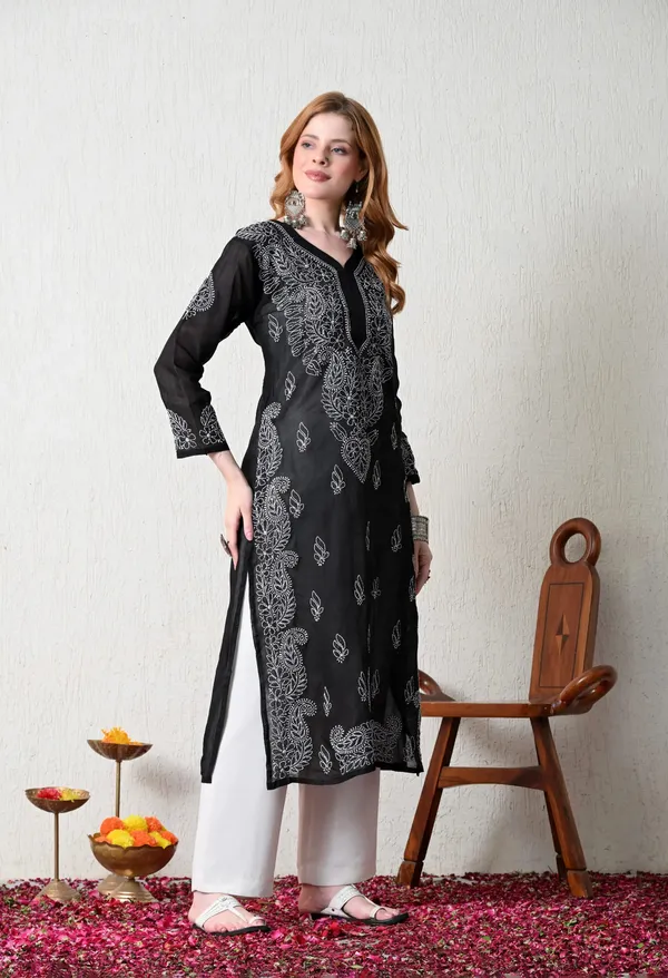 Pure_Cotton_Chikan_Handwork_Long_Kurti_Black_Black_Pure_Cotton