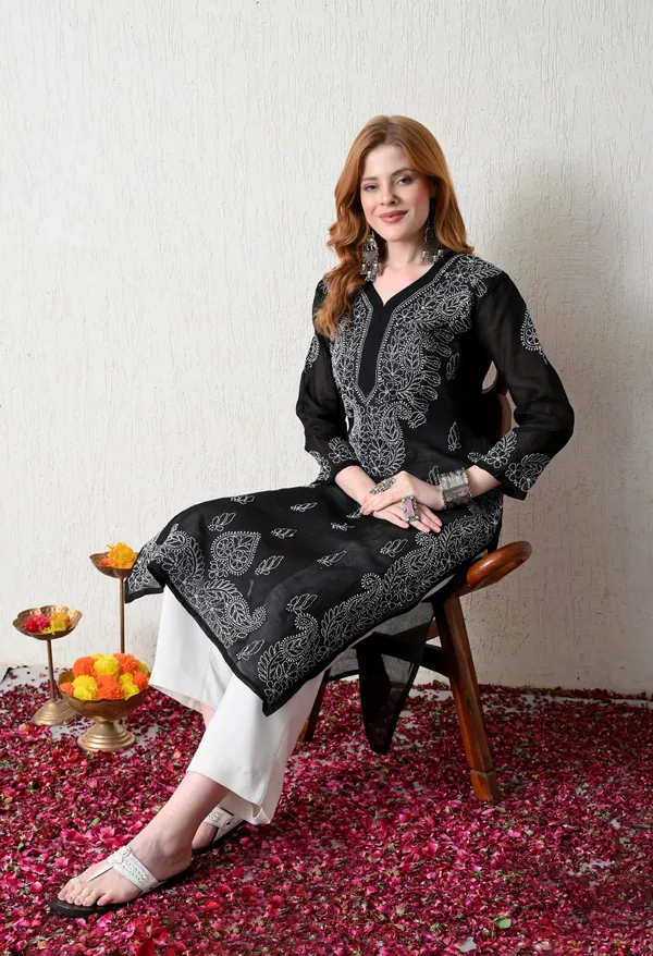 Pure_Cotton_Chikan_Handwork_Long_Kurti_Black_Black_Pure_Cotton