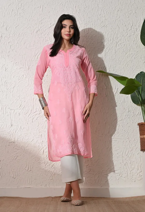 Pure_Cotton_Chikan_Handwork_Long_Kurti_Peach_Peach_Pure_Cotton