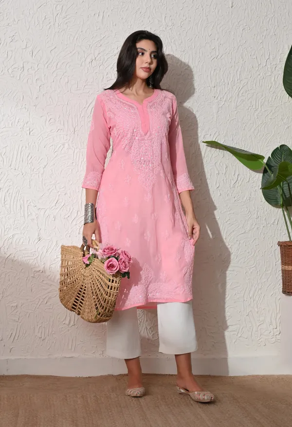 Pure_Cotton_Chikan_Handwork_Long_Kurti_Peach_Peach_Pure_Cotton