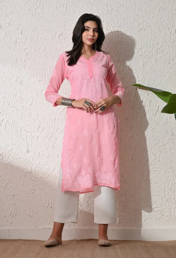 Pure_Cotton_Chikan_Handwork_Long_Kurti_Peach_Peach_Pure_Cotton