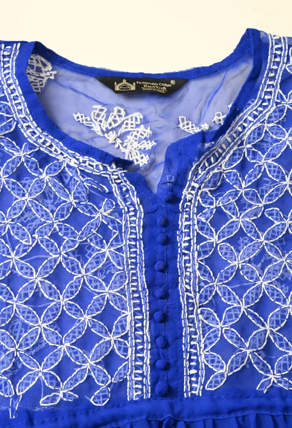 Soft_Geaorgette_Chikan_Handwork_Short_Gown_Royal_Blue_Royal_Blue