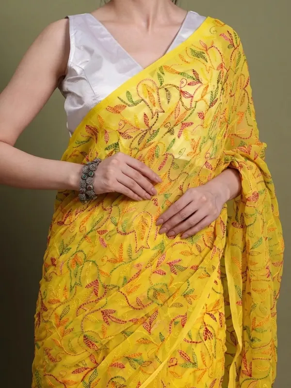 Exclusive_Tepchi_Multi_Hand_Made_Chikankari_Saree_Multi_Yellow_Yellow_Multi_Female_Adults