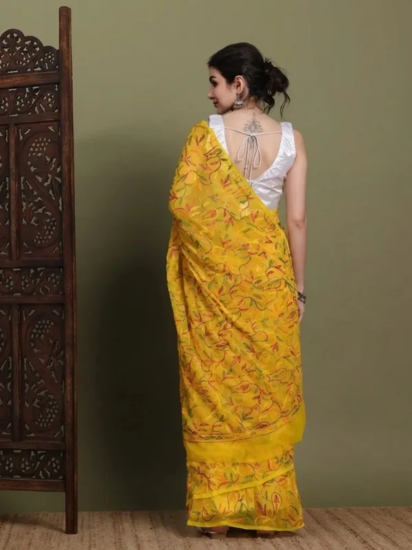 Exclusive_Tepchi_Multi_Hand_Made_Chikankari_Saree_Multi_Yellow_Yellow_Multi_Female_Adults
