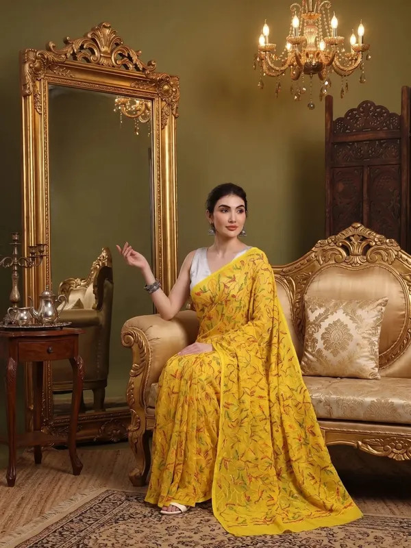 Exclusive_Tepchi_Multi_Hand_Made_Chikankari_Saree_Multi_Yellow_Yellow_Multi_Female_Adults