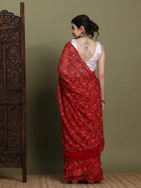 Exclusive_Tepchi_Multi_Hand_Made_Chikankari_Saree_Multi_Red_Multi_Red_Female_Adults