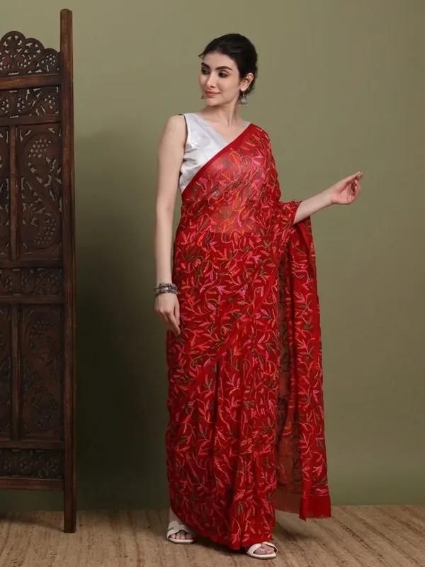 Exclusive_Tepchi_Multi_Hand_Made_Chikankari_Saree_Multi_Red_Multi_Red_Female_Adults