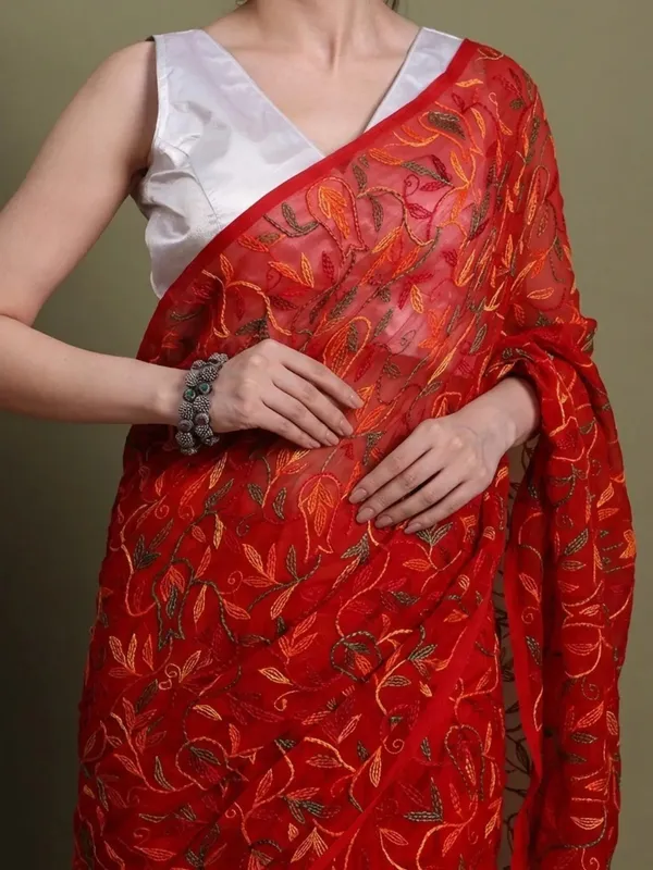 Exclusive_Tepchi_Multi_Hand_Made_Chikankari_Saree_Multi_Red_Multi_Red_Female_Adults