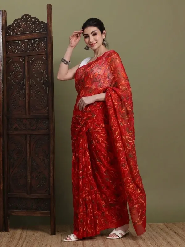 Exclusive_Tepchi_Multi_Hand_Made_Chikankari_Saree_Multi_Red_Multi_Red_Female_Adults