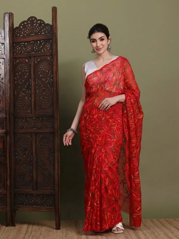 Exclusive_Tepchi_Multi_Hand_Made_Chikankari_Saree_Multi_Red_Multi_Red_Female_Adults