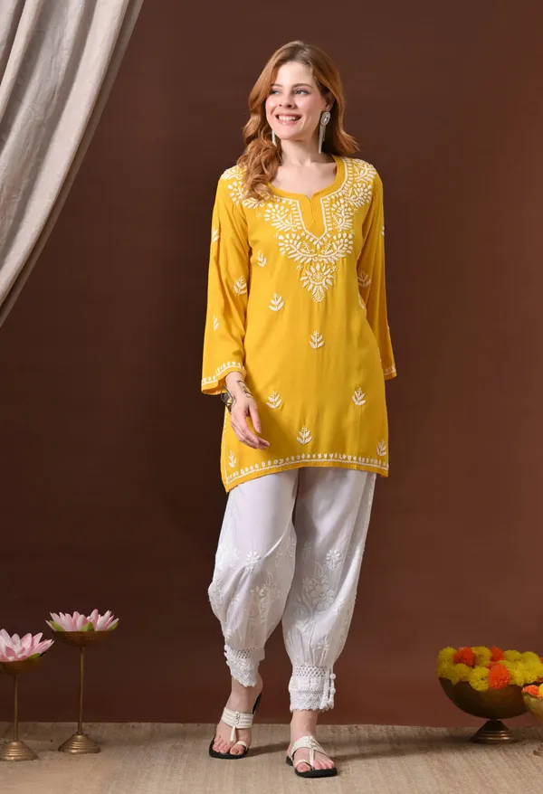 White_Pure_Cotton_Chikankari_Hand_Embroidered_Afghani_Pant_For_Women_White_Cigarette_Stylish_Pant