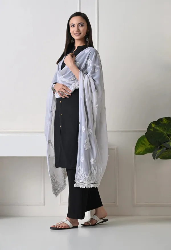 White_Soft_Georgette_Chikankari_Hand_Embroidered_Dupatta_For_Women_White_Machine_Washable