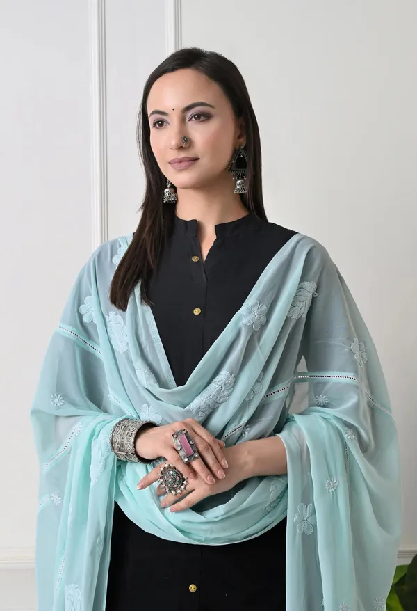 Mint_Green_Soft_Georgette_Chikankari_Hand_Embroidered_Dupatta_For_Women_Mint_Green_Machine_Washable