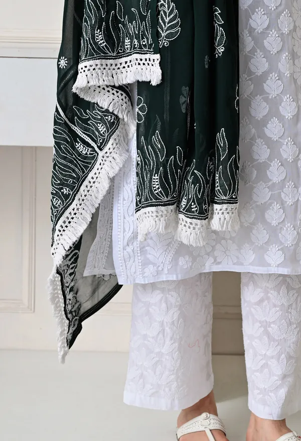 Bottle_Green_Soft_Georgette_Chikankari_Hand_Embroidered_Dupatta_For_Women_Bottle_Green_Machine_Washable