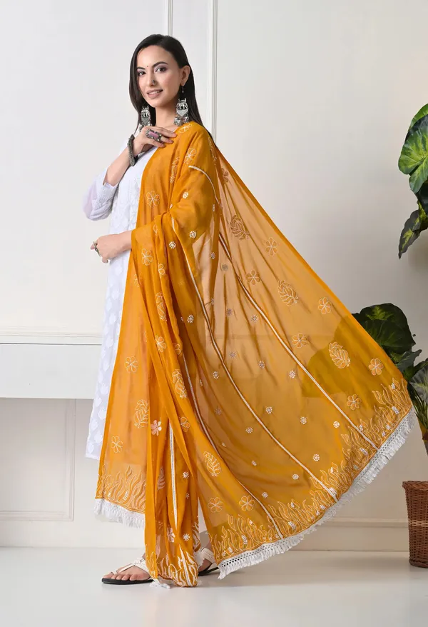 Mustard_Georgette_Chikankari_Hand_Embroidered_Dupatta_For_Women_Mustard_Machine_Washable