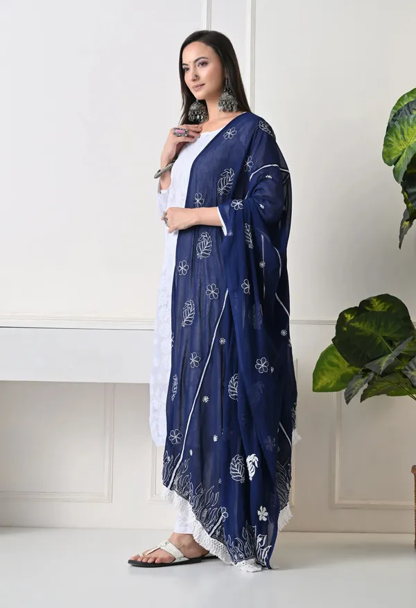 Navy_Blue_Georgette_Chikankari_Hand_Embroidered_Dupatta_For_Women_Navy_Blue_Machine_Washable